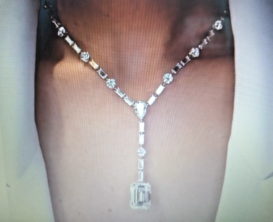 COLLAR DE ZAFIRO BLANCO REVESTIDO DE PLATINO RARO 18-22 PULGADAS + BONIFICACIÓN