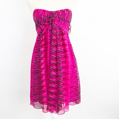 Express Womens Strapless EMPIRE Waist Dress Size 4 Hot Pink Animal Print |  eBay