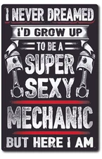 Metal Garage Sign Funny  Female Sexy Mechanic Hourly  Labor Rates  Vintage Look