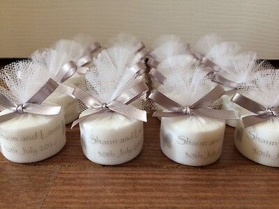 Personalised Candle Tealight Wedding Favours in silver Set of 50