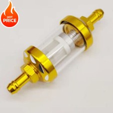 Universal In Line Petrol Fuel Gasoline Oil Filter, Gold Tone