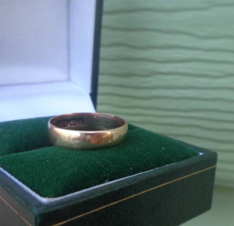 Oro Rosa Alianza 9ct Banda Victoriano Hm 1897 Samuel Hope Talla k A L 1897