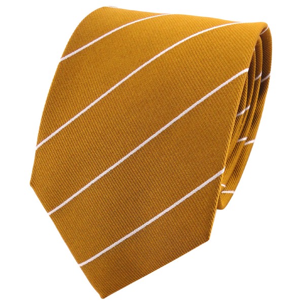 Tigertie Designer Seidenkrawatte Goldgelb Silber Gestreift - Krawatte 100% Seide-image