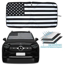 For Mercedes Benz US Flag Windshield Sun Shade Reflective Anti UV Cover Visor