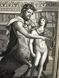 Antique copper etching Achilles & Chiron Herculaneum Pompeii 1757-92 Nude Naples