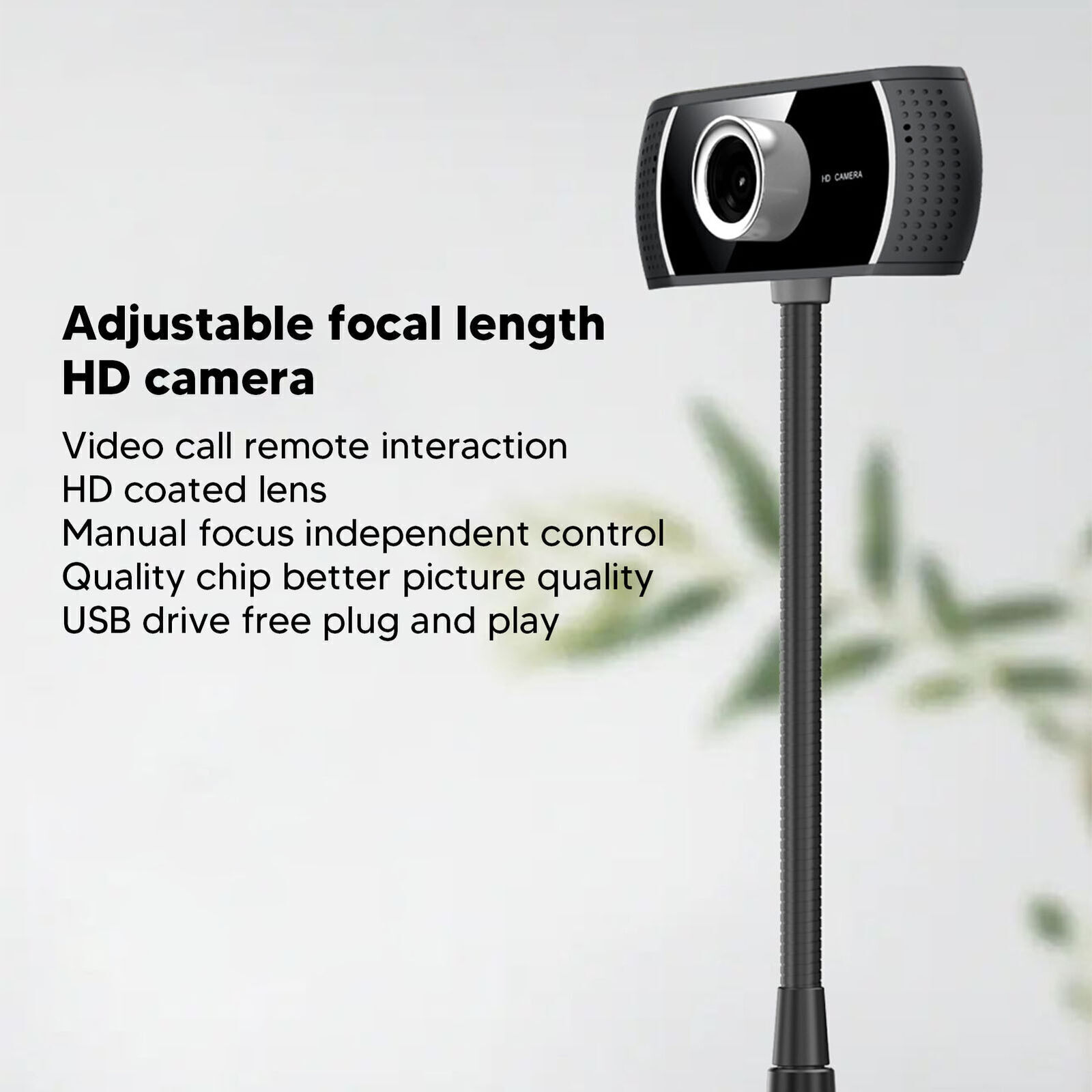 Webcam HD Manual Focus Live Streaming Drive Free USB Camera with  Microphone-image