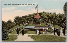 Cedar Mound and Floral Flag, Belle Island, Detroit Michigan MI Postcard