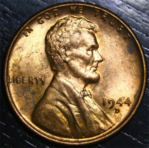 1944 D Lincoln Wheat Penny 1c US Coin Denver Mint AU+