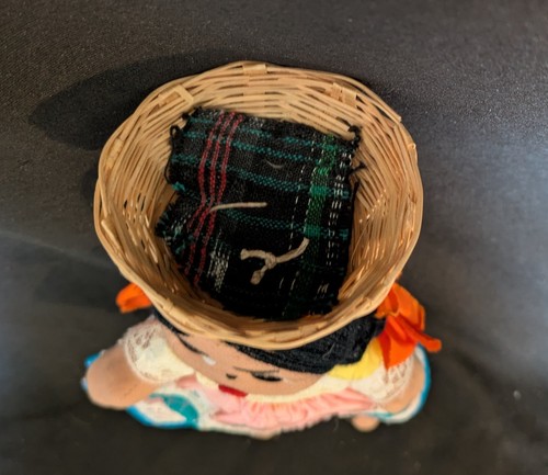 Muñeca Vintage De México Hecho a Mano Tela Vestido Tradicional con Cesta en la Cabeza - Imagen 3 de 5
