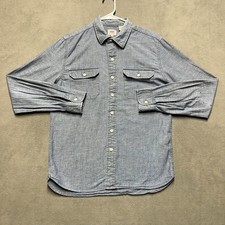 Levis Shirt Mens Medium Blue Chambray Denim Button Down Long Sleeve READ