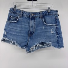 Zara Distressed Denim Shorts Womens Size 10 F...