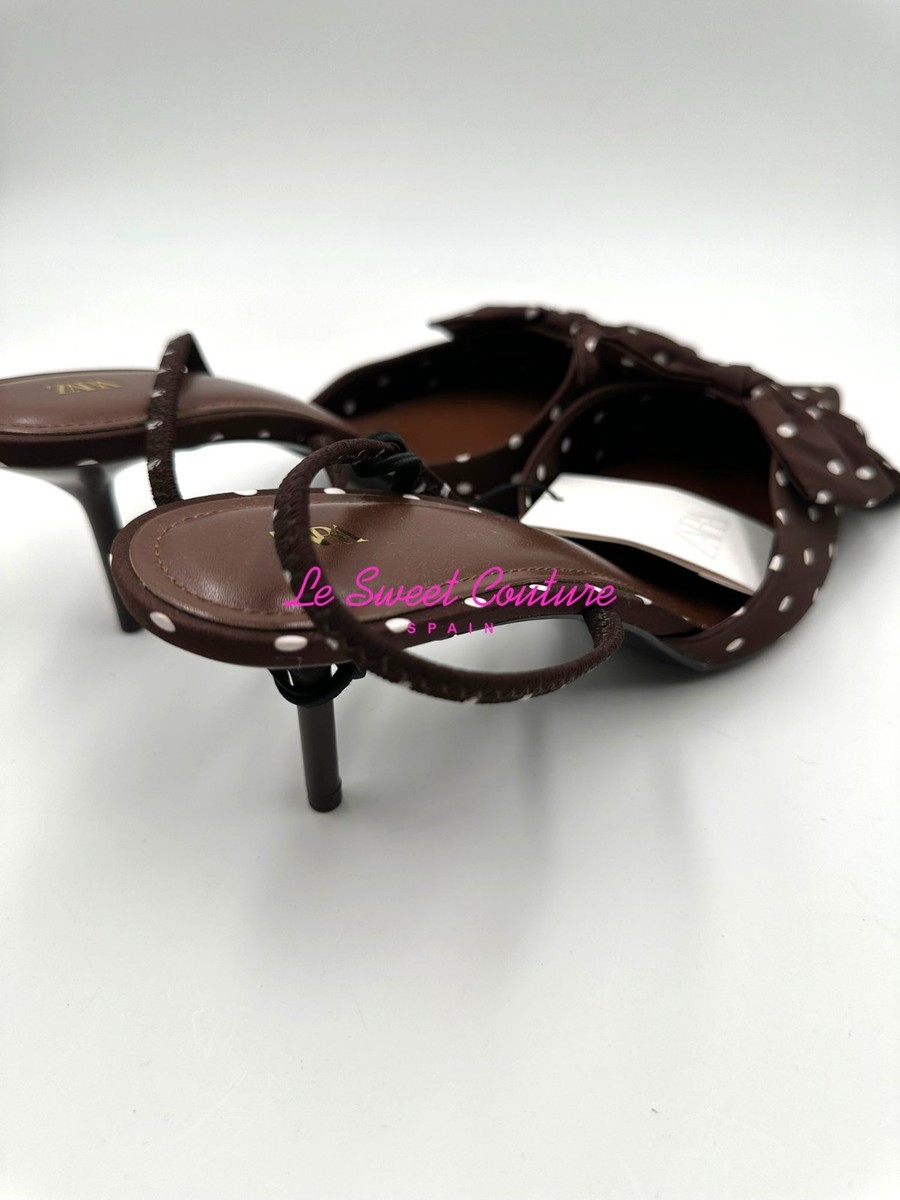 ZARA WOMAN NWT SS25 POLKA DOT PRINT HIGH-HEEL SHOES WITH BOW