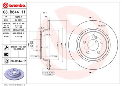 2 x BREMBO 08.B844.11 Bremsscheibe für MERCEDES-BENZ