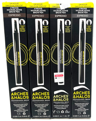 (4) Arches & Halos 4 Prong Microblading Brow Pen New In Packaging ESPRESSO