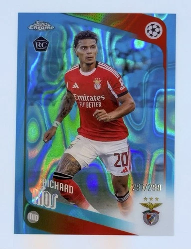 Richard Rios 2025-26 Topps Chrome UEFA UCC # 16 Teal Lava RC #/299 SL Benfica