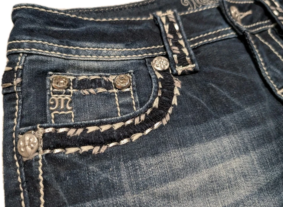 Pantalones Cortos Miss Me Para Mujer 25 Azul Envejecido Denim Talla Gruesa Y2K Jean Short  Foto 3 de 4