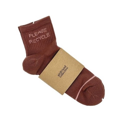 Girlfriend Collective Please Recycle Crew Socks Terracotta Size 2 NWT