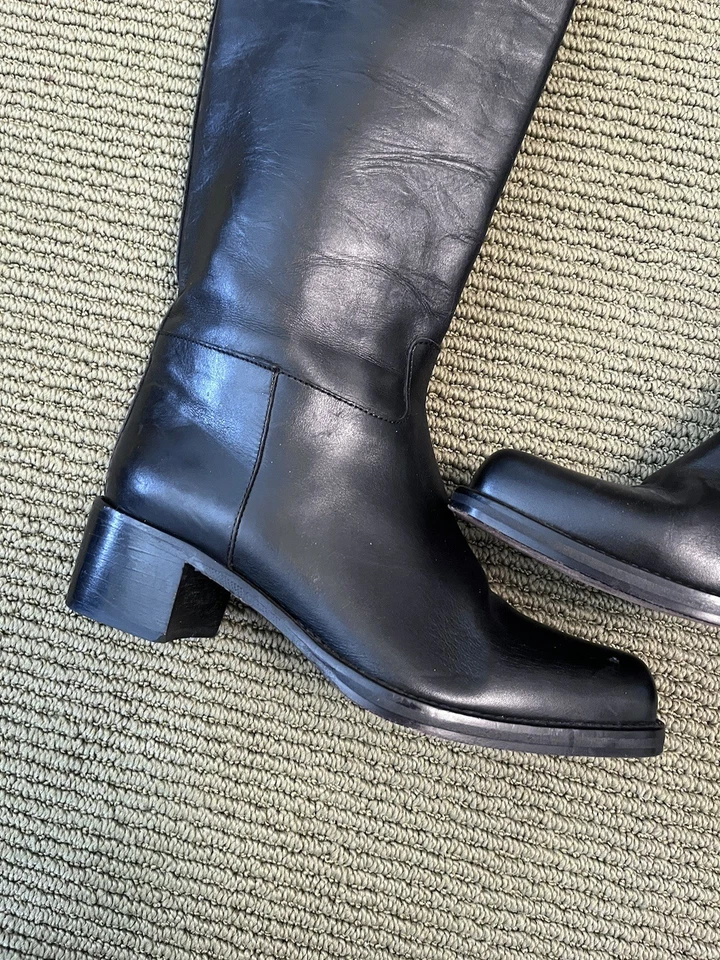 Botas Joan & David negras hasta la rodilla de cuero para mujer 7,5 Foto 3 de 4