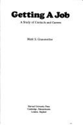 #ad #ad Getting a Job : A Study of Contacts and Careers Hardcover Mark S. $14.96