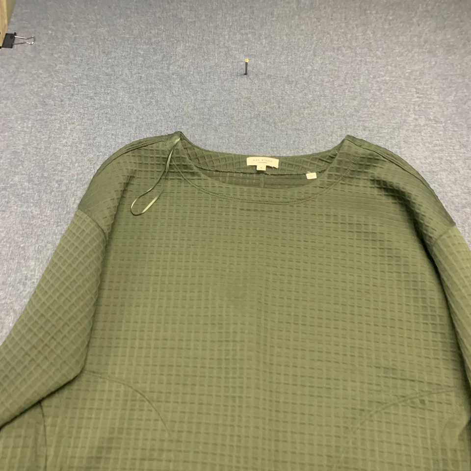Max Studio London 女式运动衫 M 码橄榄绿色华夫格针织聚酯纤维 — 第 2/4 张图片