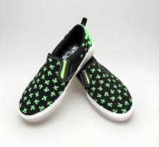 NEW Minecraft Black and Green Canvas Slip-On Sneakers Boys' Youth Size 5