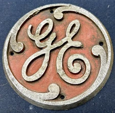 Vintage Aluminum Cast General Electric Badge 145916-B. 3.5” Diameter Lightweight