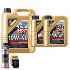 Motoröl 10W40 LIQUI MOLY Leichtlauf 7L+HENGST Ölfilter +Ölschlammspülung