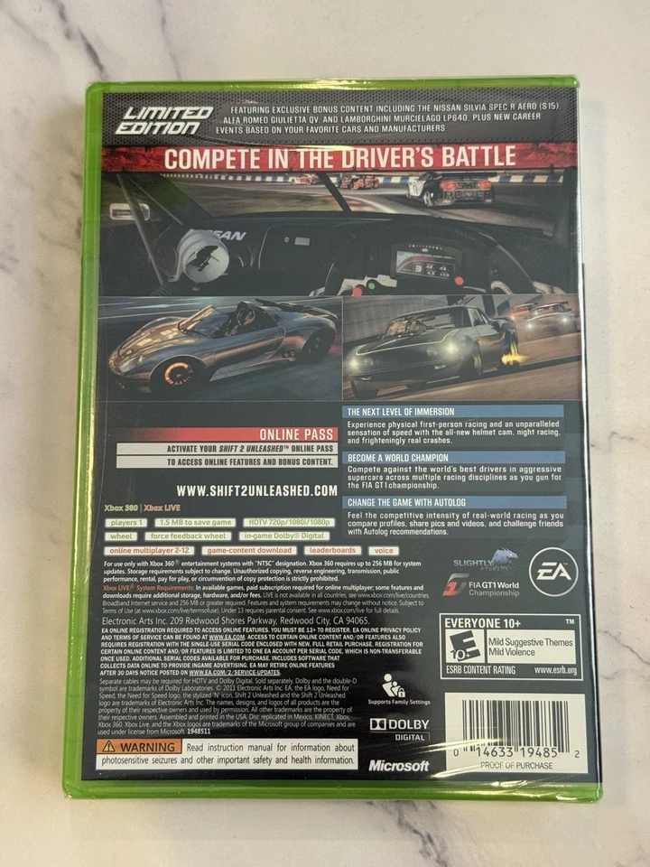 Need For Speed Shift 2 Unleashed Limited Edition Xbox 360 NEW FACTORY SEALED - Image 2 of 2