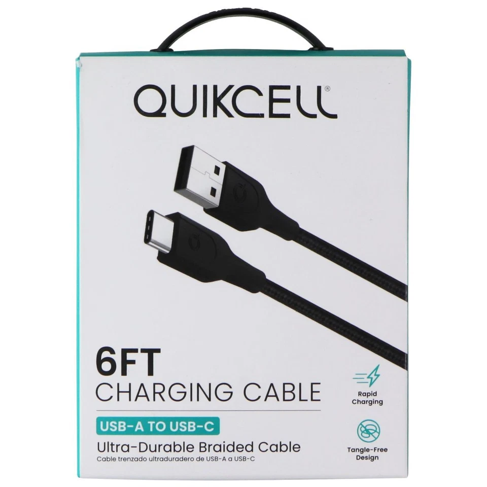 Quikcell 6ft Braided USB-A to USB-C Charging Cable - Black - Image 4 of 4