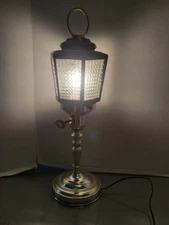 Vintage Lantern Glass Metal Table Lamp Streetlight Style Farmhouse