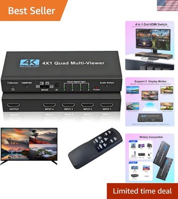 HDMI Multi-Viewer 4X1 Seamless Switcher 4K 30Hz 1080P@60Hz 5 Display Modes fo...