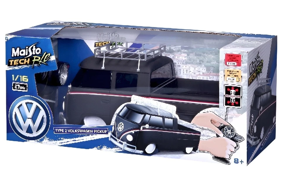 Maisto Tech R/C VW T2 Pick-Up Schwarz Matt 1:16 82048 RC Auto Bulli Transporter - Bild 2 von 4