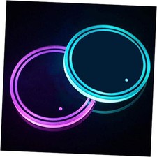 LED Cup Holder Lights, 2pcs LED Car Coasterss with 7 Colors Luminescent Light