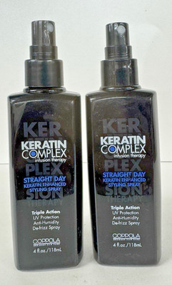 2 x Keratin Complex Anti humidity , Defrizz , Straight Day  Styling Spray. 4 oz.