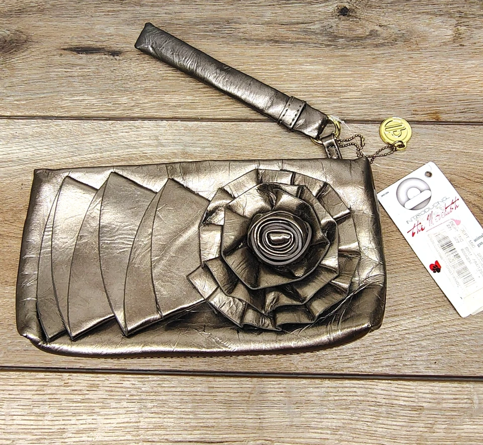 Big Budda Mujer Cartera Muñequera Dorado Floral De Colección NUEVO con Etiquetas 5x10 Foto 2 de 4