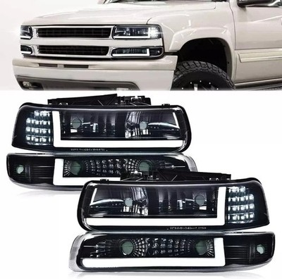 LED DRL Headlight Assembly, Compatible with 1999-2002 Chevy Silverado / 2000-200