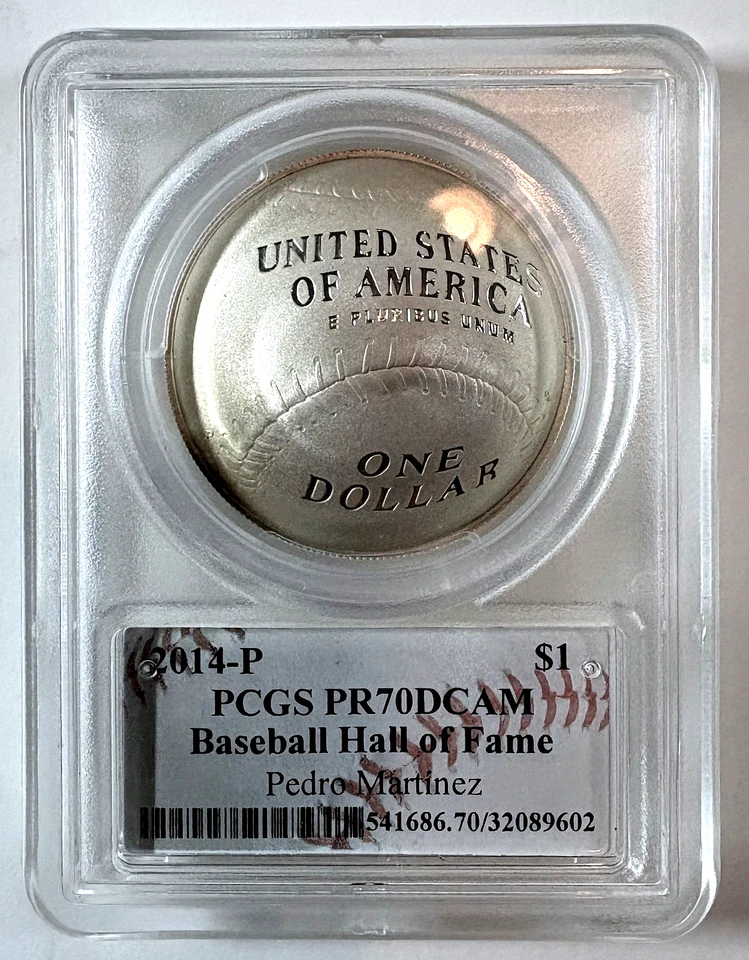 2014 P $1 Baseball Hall Of Fame Pedro Martinez Signed PCGS PR70DCAM Pop Of 473 - Image 2 of 2