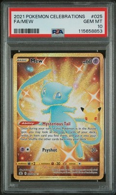 PSA 10 Gem Mint Pokemon 2021 Mew Full Art Celebrations Gold 25/25