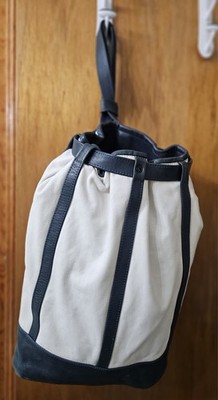Village Tannery NYC by Sevestet White & Navy Blue Leather Backpack Sling Bag