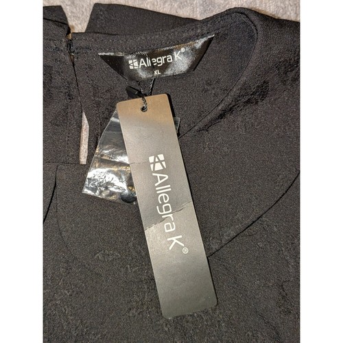 Allegra K Peter Pan Kragen Top Schwarz Kurzarm Bluse Elegant Shirt XL Neu mit Etikett - Bild 4 von 12