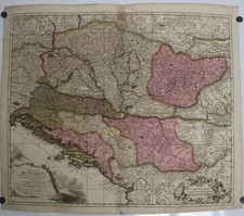 HUNGARY ROMANIA BALKAN COUNTRIES1705 SCHENK UNUSUAL ANTIQUE COPPER ENGRAVED MAP