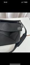 Loewe Black Classic Calf Handbag with Shoulder Strap Medium Puzzle Bag