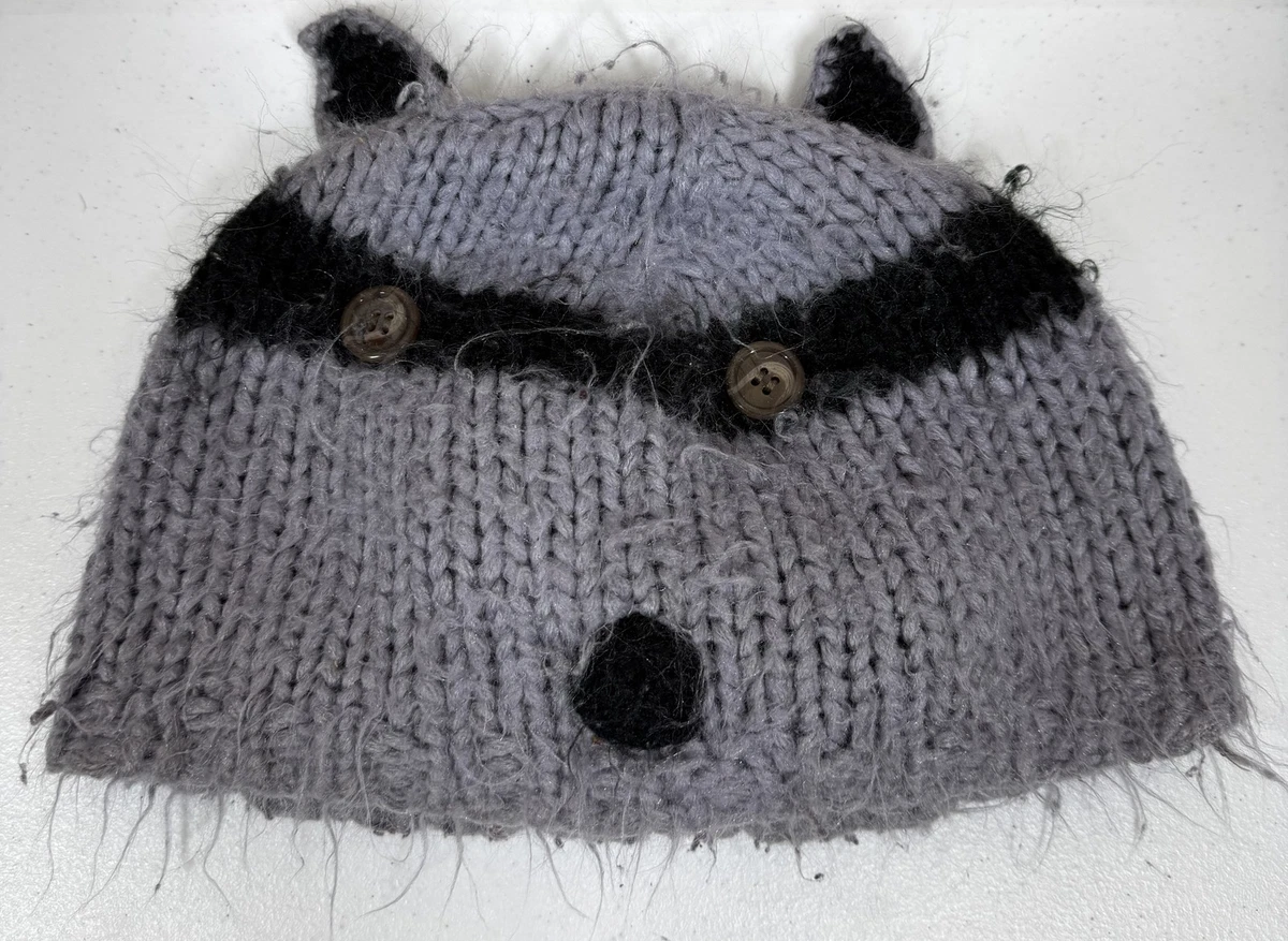 ECHO Ivory Cable Knit “Asiatic” Raccoon Pom-Pom Beanie, NWT!! raccoon beanie products for sale | eBay main image 3