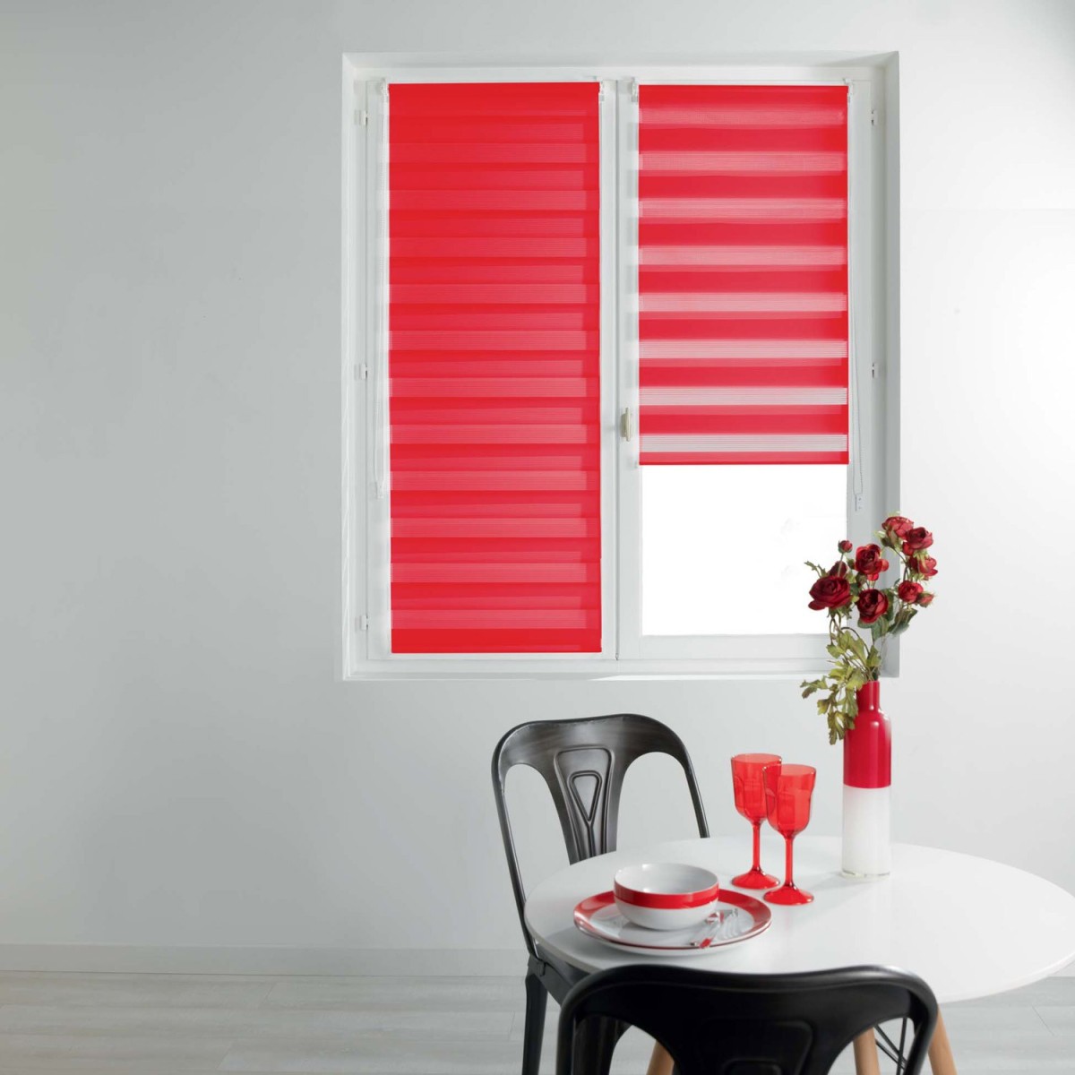 Store jour nuit rouge 90x180cm pour l'intimite du salon et bureau