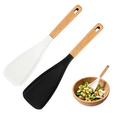 Silicone Cooking Spoon for Nonstick Cookwares - Heat Large, Black white