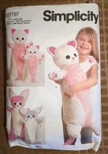 Simplicity R11197 S9362 Stuffed Animal Body Pillow Chihuahua Kitty UNCUT