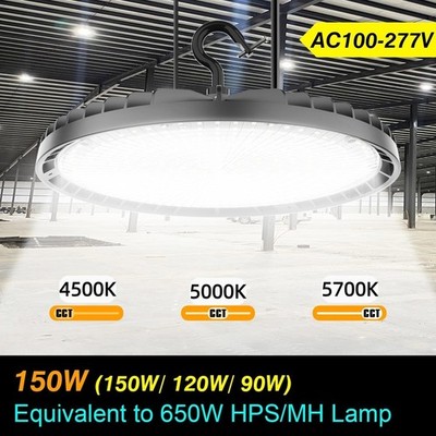 KUKUPPO 150 Watt & CCT Adjustable LED UFO High Bay Lights Warehouse Gym Lighting