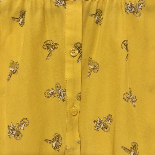 Marcs Yellow Bicycle Pattern 100% Silk Sleeveless Blouse, Size 10 - Picture 6 of 8