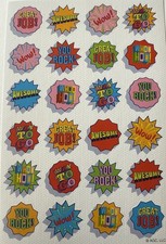 TEACHER REWARD Stickers 24pc AGC  Saying  Great Job  School  You Rock  Card Making  