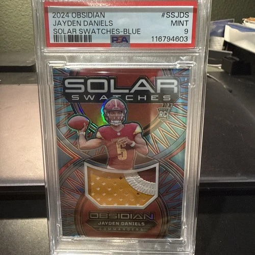 /25 PSA  9 RC Jayden Daniels 2024 Obsidian Rookie Patch Holo Blue